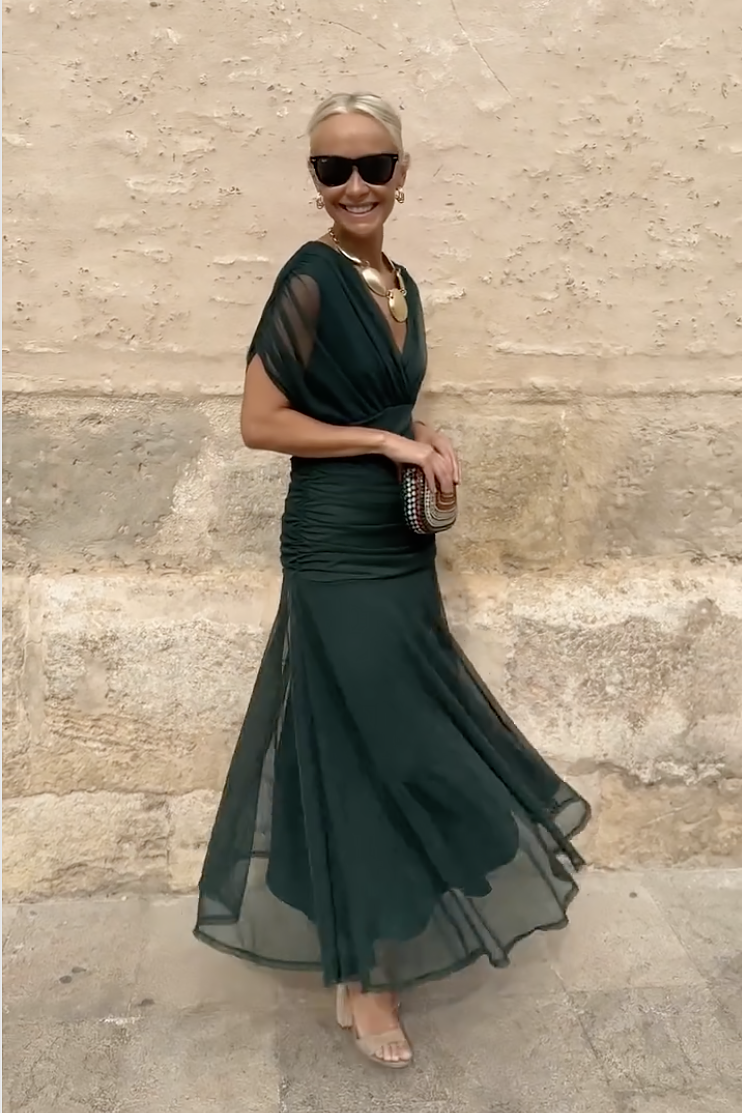 Louise | Elegant Maxi Party Dress with V-Neck