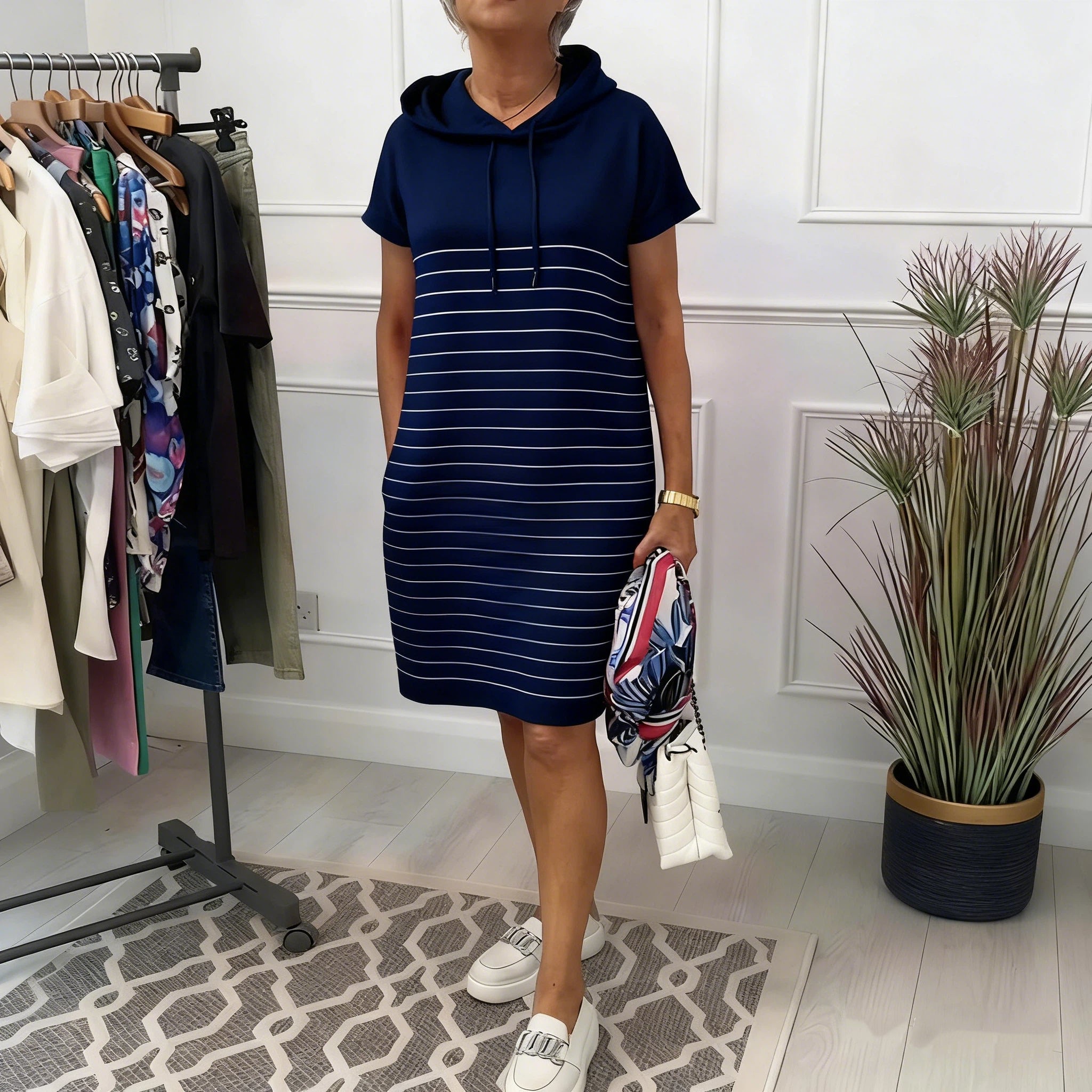 Gavellea - Striped Hooded Dress