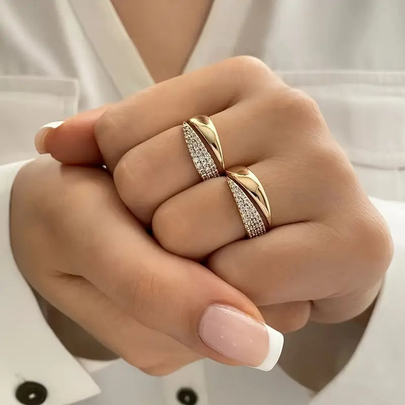 Elegant Gold Ring with Sparkling Stone (1+1 FREE)