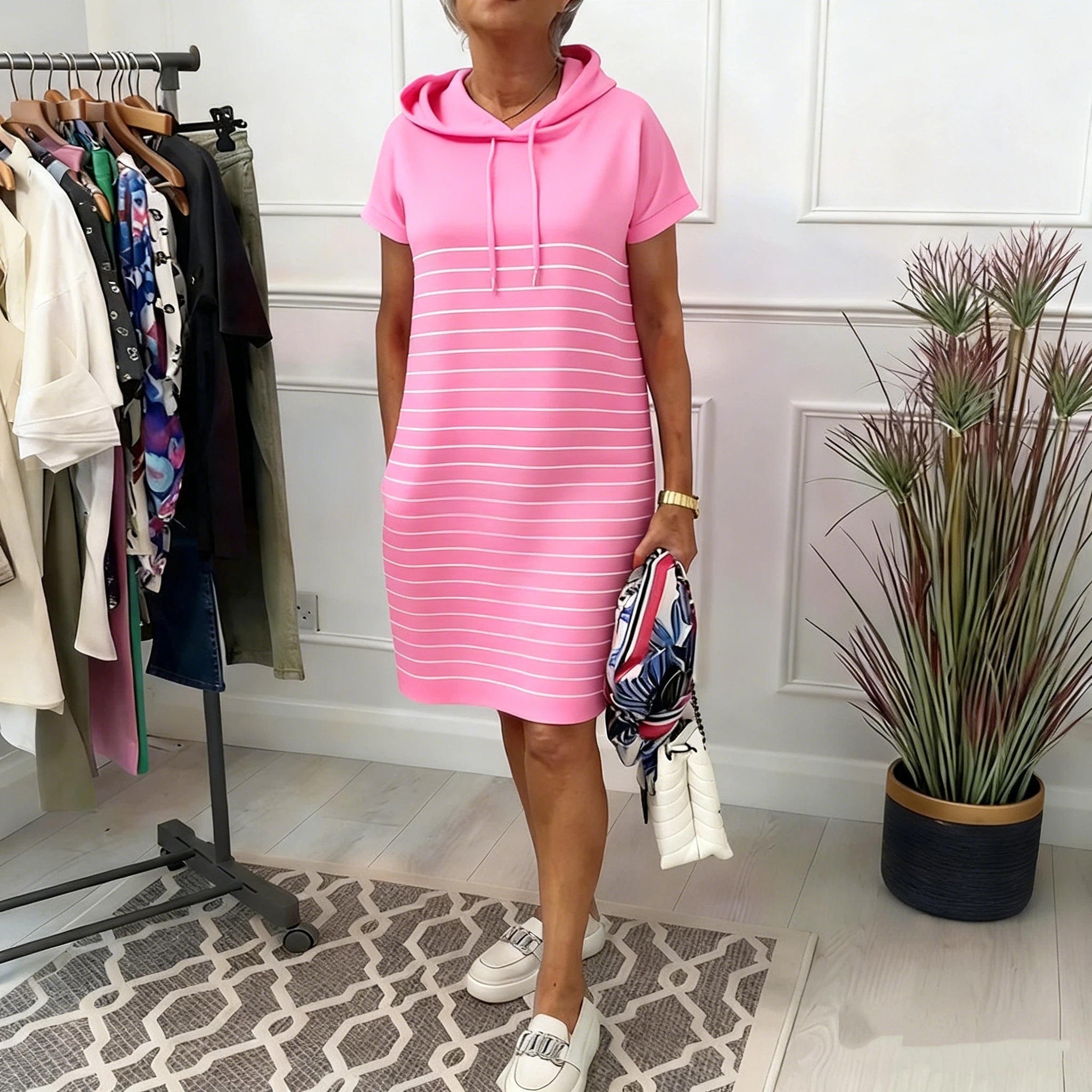 Gavellea - Striped Hooded Dress