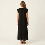 Josette |Ruffle V-Neck Linen Maxi Dress