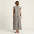 Josette |Ruffle V-Neck Linen Maxi Dress