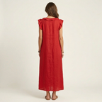 Josette |Ruffle V-Neck Linen Maxi Dress