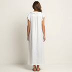 Josette |Ruffle V-Neck Linen Maxi Dress