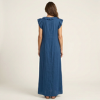 Josette |Ruffle V-Neck Linen Maxi Dress