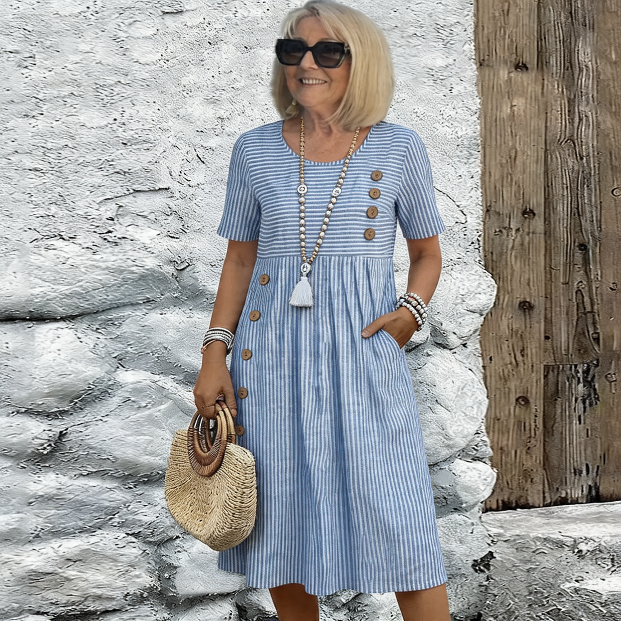 Brienne | Striped Midi Dress