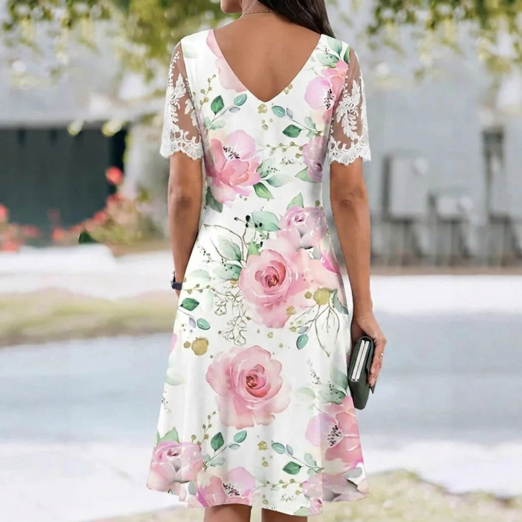 Eleanor | Lace Sleeve Midi Dress